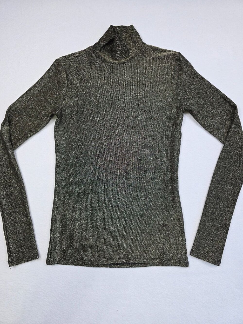 Express Gold Metallic Small Mock Neck Long Sleeve Top Cocktail Holiday